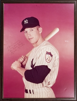 Mickey Mantle Autographed and Inscribed Framed Portrait (PSA/DNA)
